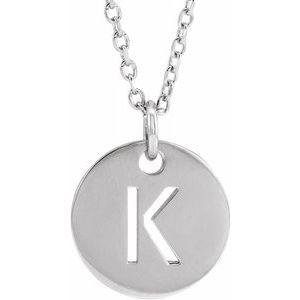 14k Yellow Rose White Gold or Sterling Silver Block Letter K Initial Alphabet Pendant Charm Necklace