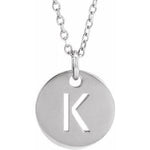 Load image into Gallery viewer, 14k Yellow Rose White Gold or Sterling Silver Block Letter K Initial Alphabet Pendant Charm Necklace
