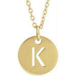 Load image into Gallery viewer, 14k Yellow Rose White Gold or Sterling Silver Block Letter K Initial Alphabet Pendant Charm Necklace
