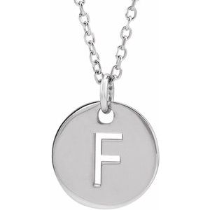 14k Yellow Rose White Gold or Sterling Silver Block Letter F Initial Alphabet Pendant Charm Necklace