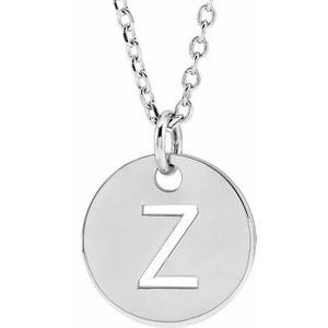 14k Yellow Rose White Gold or Sterling Silver Block Letter Z Initial Alphabet Pendant Charm Necklace