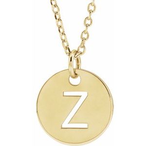 14k Yellow Rose White Gold or Sterling Silver Block Letter Z Initial Alphabet Pendant Charm Necklace