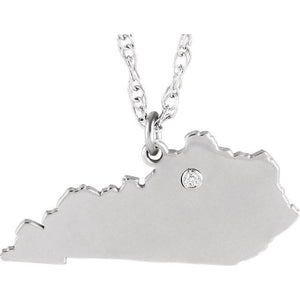 14k Gold 10k Gold Silver Kentucky KY State Map Diamond Personalized City Necklace