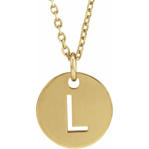 14k Yellow Rose White Gold or Sterling Silver Block Letter L Initial Alphabet Pendant Charm Necklace