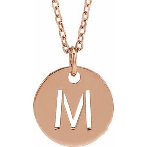 14k Yellow Rose White Gold or Sterling Silver Block Letter M Initial Alphabet Pendant Charm Necklace
