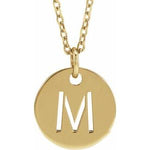 Load image into Gallery viewer, 14k Yellow Rose White Gold or Sterling Silver Block Letter M Initial Alphabet Pendant Charm Necklace
