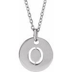 Load image into Gallery viewer, 14k Yellow Rose White Gold or Sterling Silver Block Letter O Initial Alphabet Pendant Charm Necklace
