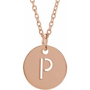 14k Yellow Rose White Gold or Sterling Silver Block Letter P Initial Alphabet Pendant Charm Necklace