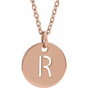 14k Yellow Rose White Gold or Sterling Silver Block Letter R Initial Alphabet Pendant Charm Necklace