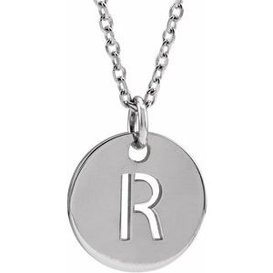 14k Yellow Rose White Gold or Sterling Silver Block Letter R Initial Alphabet Pendant Charm Necklace