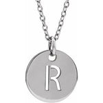Load image into Gallery viewer, 14k Yellow Rose White Gold or Sterling Silver Block Letter R Initial Alphabet Pendant Charm Necklace
