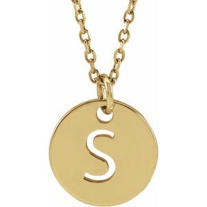 14k Yellow Rose White Gold or Sterling Silver Block Letter S Initial Alphabet Pendant Charm Necklace