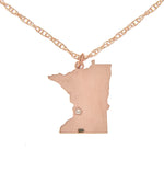 Load image into Gallery viewer, 14k Gold 10k Gold Silver Minnesota MN State Map Diamond Personalized City Necklace

