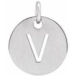 Load image into Gallery viewer, 14k Yellow Rose White Gold or Sterling Silver Block Letter V Initial Alphabet Pendant Charm Necklace
