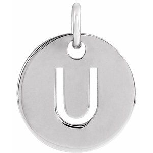 14k Yellow Rose White Gold or Sterling Silver Block Letter U Initial Alphabet Pendant Charm Necklace