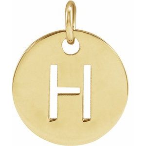 14k Yellow Rose White Gold or Sterling Silver Block Letter H Initial Alphabet Pendant Charm Necklace