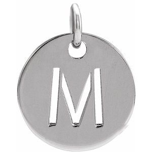 14k Yellow Rose White Gold or Sterling Silver Block Letter M Initial Alphabet Pendant Charm Necklace