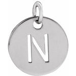 Carica l&#39;immagine nel visualizzatore di Gallery, 14k Yellow Rose White Gold or Sterling Silver Block Letter N Initial Alphabet Pendant Charm Necklace
