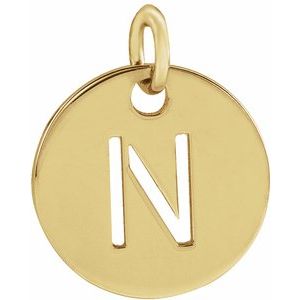 14k Yellow Rose White Gold or Sterling Silver Block Letter N Initial Alphabet Pendant Charm Necklace