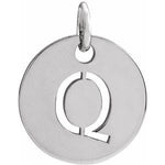 Load image into Gallery viewer, 14k Yellow Rose White Gold or Sterling Silver Block Letter Q Initial Alphabet Pendant Charm Necklace
