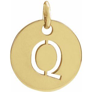 14k Yellow Rose White Gold or Sterling Silver Block Letter Q Initial Alphabet Pendant Charm Necklace