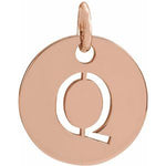 Load image into Gallery viewer, 14k Yellow Rose White Gold or Sterling Silver Block Letter Q Initial Alphabet Pendant Charm Necklace
