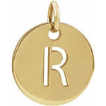 Indlæs billede til gallerivisning 14k Yellow Rose White Gold or Sterling Silver Block Letter R Initial Alphabet Pendant Charm Necklace
