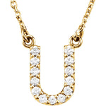 Load image into Gallery viewer, 14k Gold 1/8 CTW Diamond Alphabet Initial Letter U Necklace
