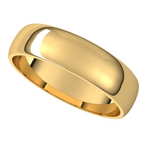 14k Yellow Gold 5mm Wedding Ring Band Half Round Light