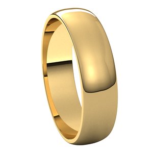 14k Yellow Gold 5mm Wedding Ring Band Half Round Light