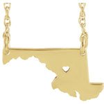 Lade das Bild in den Galerie-Viewer, 14k Gold 10k Gold Silver Maryland State Heart Personalized City Necklace
