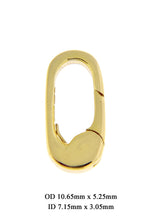 Φόρτωση εικόνας στο εργαλείο προβολής Συλλογής, 14k Yellow White Gold 10.65mm x 5.25mm Push Bail Hinged Clasp Triggerless for Pendants Charms Bracelets Anklets Necklaces
