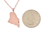 Indlæs billede til gallerivisning 14k Gold 10k Gold Silver Maine ME State Map Diamond Personalized City Necklace
