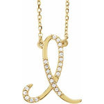 Indlæs billede til gallerivisning 14K Yellow Rose White Gold Diamond Letter I Initial Alphabet Necklace Custom Made To Order
