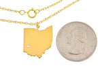 Φόρτωση εικόνας στο εργαλείο προβολής Συλλογής, 14k Gold 10k Gold Silver Ohio OH State Map Diamond Personalized City Necklace
