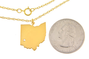 14k Gold 10k Gold Silver Ohio OH State Map Diamond Personalized City Necklace