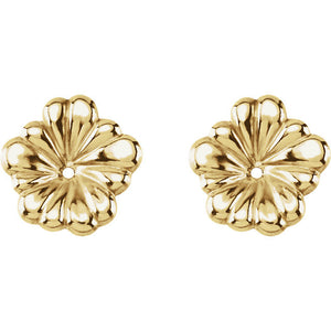 14k Yellow Gold Flower Floral Earring Jackets 11mm