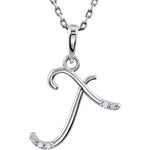 Load image into Gallery viewer, 14k Gold or Sterling Silver .03 CTW Diamond Script Letter T Initial Necklace

