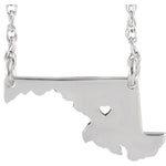 Load image into Gallery viewer, 14k Gold 10k Gold Silver Maryland State Heart Personalized City Necklace
