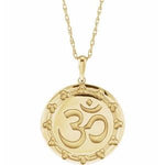 Load image into Gallery viewer, Platinum or 14k Yellow Rose White Gold or Sterling Silver Ohm Om Pendant Charm Necklace
