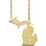Ladda upp bild till gallerivisning, 14k Gold 10k Gold Silver Michigan State Heart Personalized City Necklace
