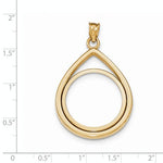 Carica l&#39;immagine nel visualizzatore di Gallery, 14K Yellow Gold 1/4 oz or One Fourth Ounce American Eagle Teardrop Coin Holder Holds 22mm x 1.8mm Coin Prong Bezel Pendant Charm
