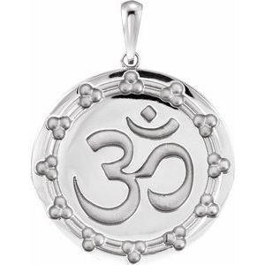 Platinum or 14k Yellow Rose White Gold or Sterling Silver Ohm Om Pendant Charm Necklace