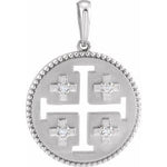 Load image into Gallery viewer, Platinum 14k Yellow Rose White Gold Sterling Silver Diamond Jerusalem Cross Pendant Charm Necklace
