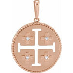 Load image into Gallery viewer, Platinum 14k Yellow Rose White Gold Sterling Silver Diamond Jerusalem Cross Pendant Charm Necklace
