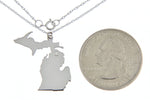 Загрузить изображение в средство просмотра галереи, 14k Gold 10k Gold Silver Michigan MI State Map Diamond Personalized City Necklace
