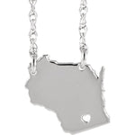 Load image into Gallery viewer, 14k Gold 10k Gold Silver Wisconsin State Heart Personalized City Necklace
