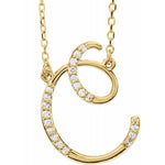 Indlæs billede til gallerivisning 14K Yellow Rose White Gold Diamond Letter C Initial Alphabet Necklace Custom Made To Order
