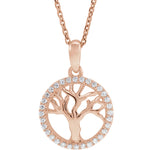 Załaduj obraz do przeglądarki galerii, 14K Rose Gold 1/5 CTW Diamond Tree of Life Pendant Charm Necklace
