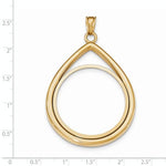 Load image into Gallery viewer, 14K Yellow Gold 1 oz or One Ounce American Eagle Teardrop Coin Holder Holds 32.6mm x 2.8mm Coins Prong Bezel Pendant Charm
